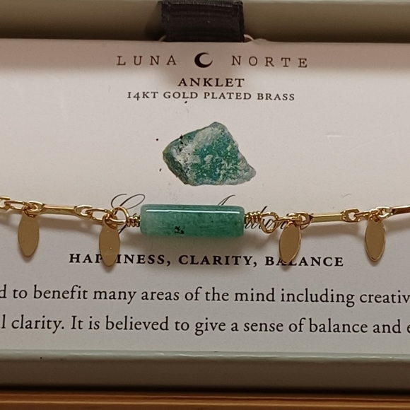 LUNA NORTE GREEN AVENTURINE GEMSTONES ANKLET ANKLE - Picture 2 of 9